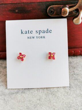 Kate Spade Myosotis Cross Flower Stud Earrings - Gold & Pink